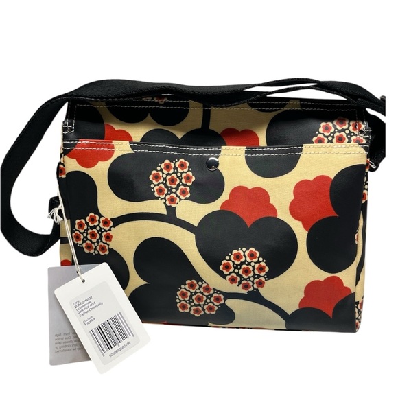 Orla Kiely Bag Floral Patterned Shoulder Crossbody Bag - Black and Red - Picture 1 of 16